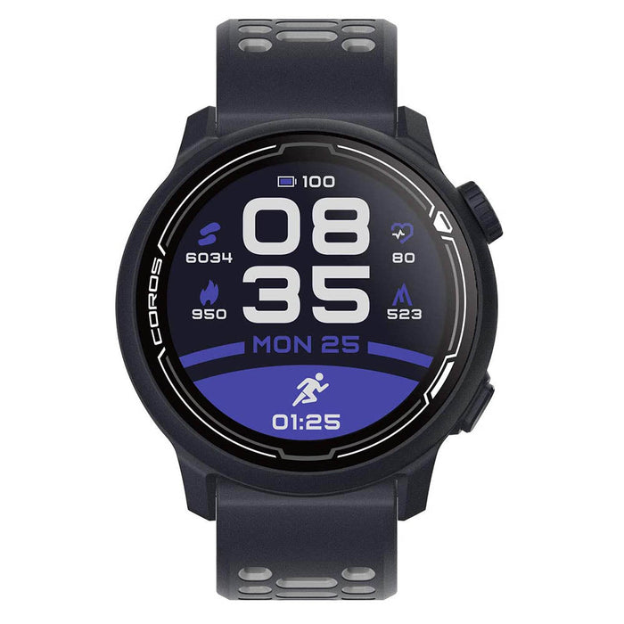 COROS PACE 2 Premium Multisport GPS Watch - Dark Navy/Silicone Strap - Front Angle