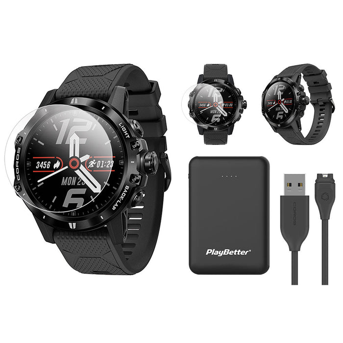 COROS VERTIX GPS Adventure Watch - Dark Rock with PlayBetter Charger and Screen Protectors