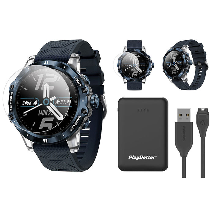 COROS VERTIX Hiking GPS Smartwatch - Ice Breaker with PlayBetter Charger and Screen Protectors